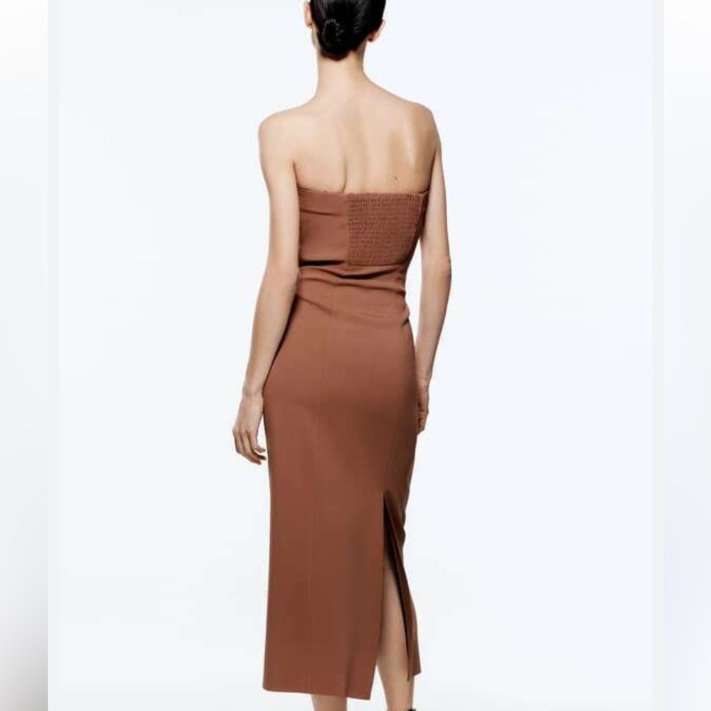Zara Brown Midi Bustier Dress - Picture 4 of 7